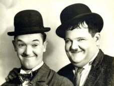 Laurel and Hardy 1928 classic Derby pose