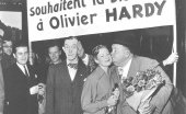 Laurel and Hardy arrival in Paris 1950