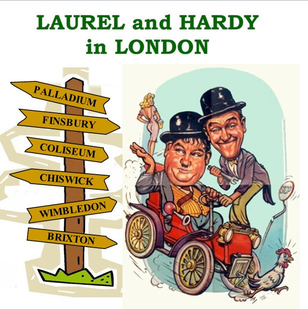 "Laurel and Hardy in London." Poster 2 for a talk given by author A.J Marriot.